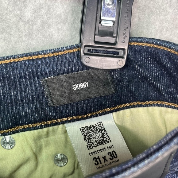 Express Jeans Men 34x27.5 Blue Denim Skinny Fit Stretch‎ Y2K Casual Faded - Picture 11 of 12